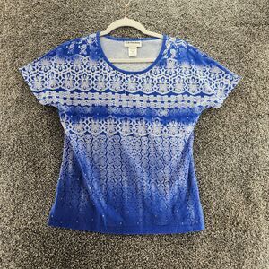 C.D. Petities small blue petitie short sleeve blouse